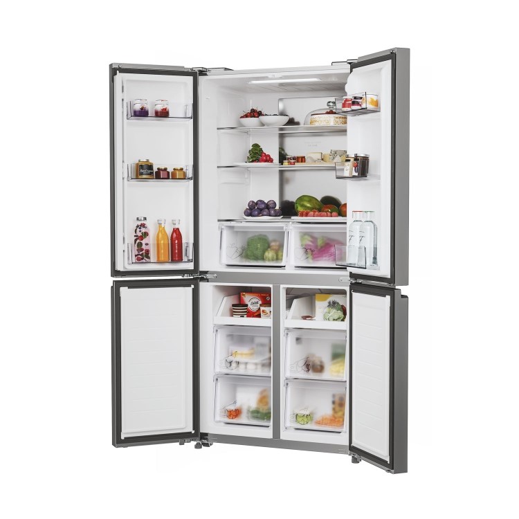 Refurbished Hoover HHCR3818ENPL Freestanding 467 Litre Frost Free American Fridge Freezer Silver