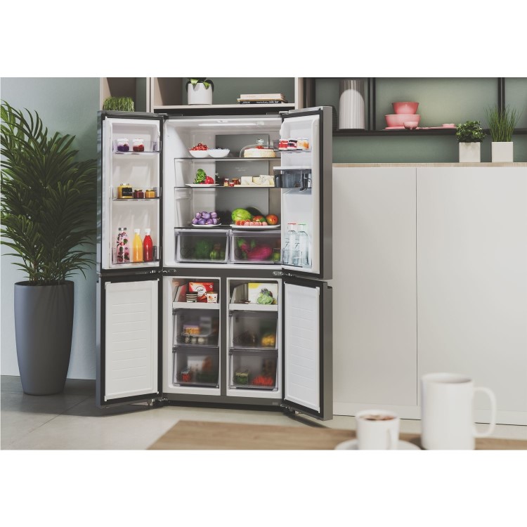 Hoover 463 Litre Four Door Freestanding Fridge Freezer - Silver