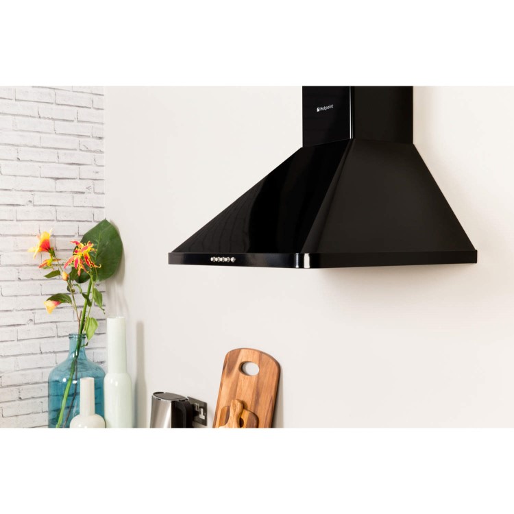 Hotpoint HHP65CMBK Classic 60cm Chimney Cooker Hood Black