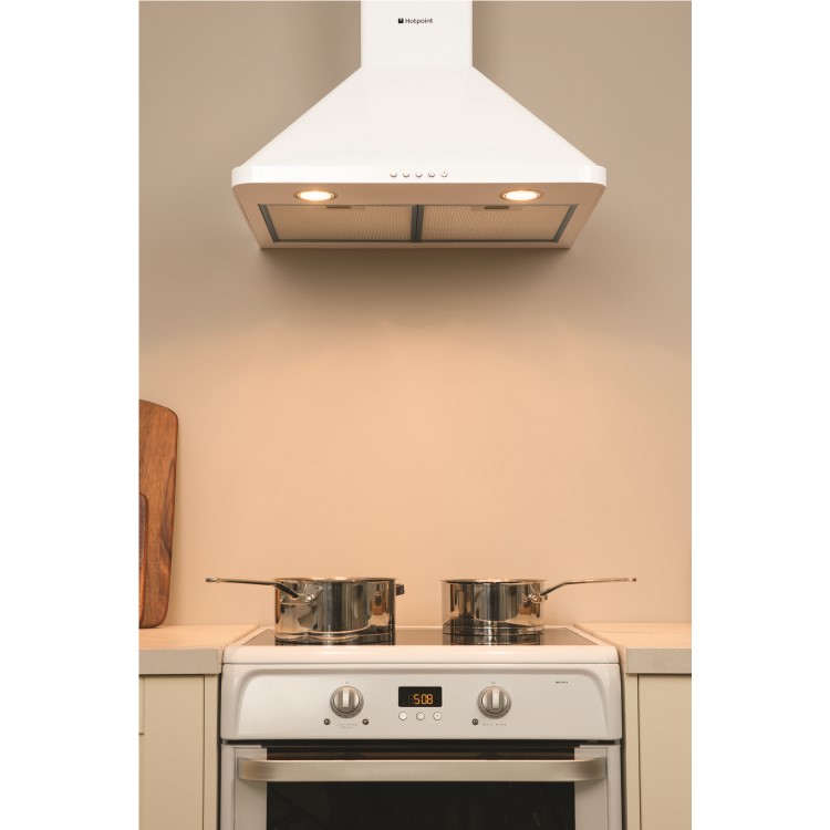 Hotpoint HHP65CMWH Classic 60cm Chimney Cooker Hood White