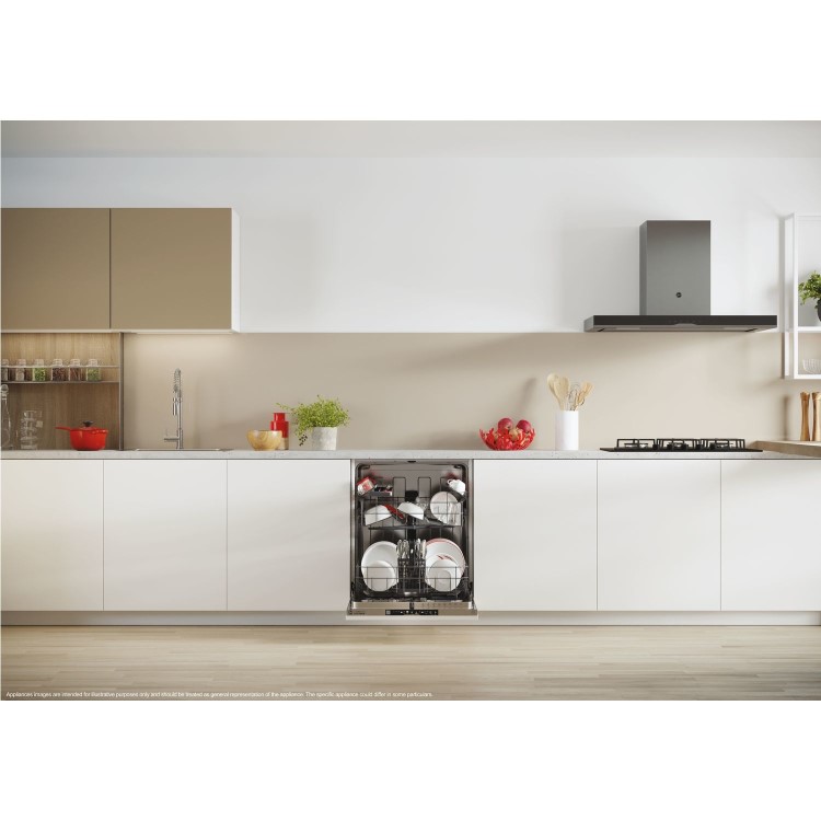 Hoover H-DISH 500 Integrated Dishwasher - Smart Wi-Fi, C-Rated, Black and Silver control panel