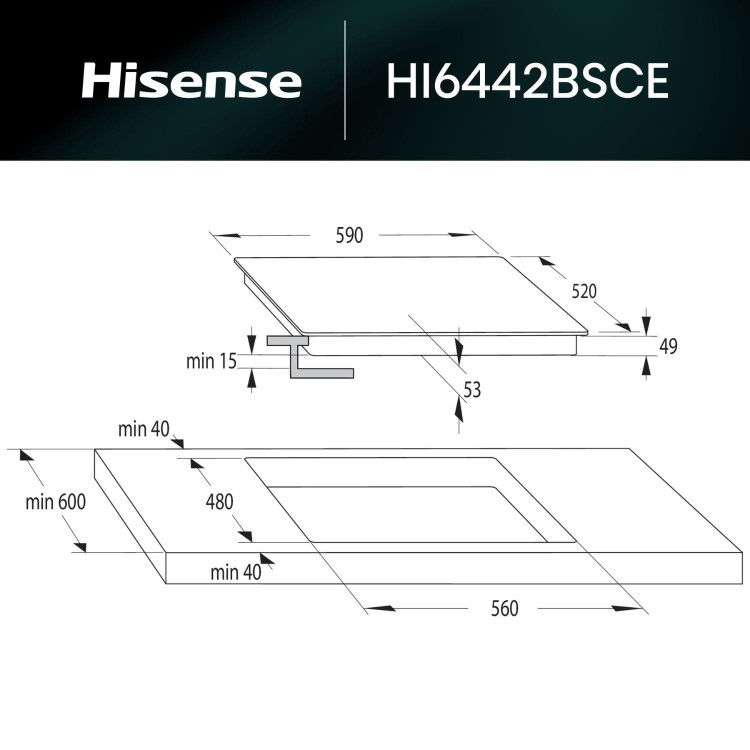 Hisense 59cm 4 Zone Induction Hob