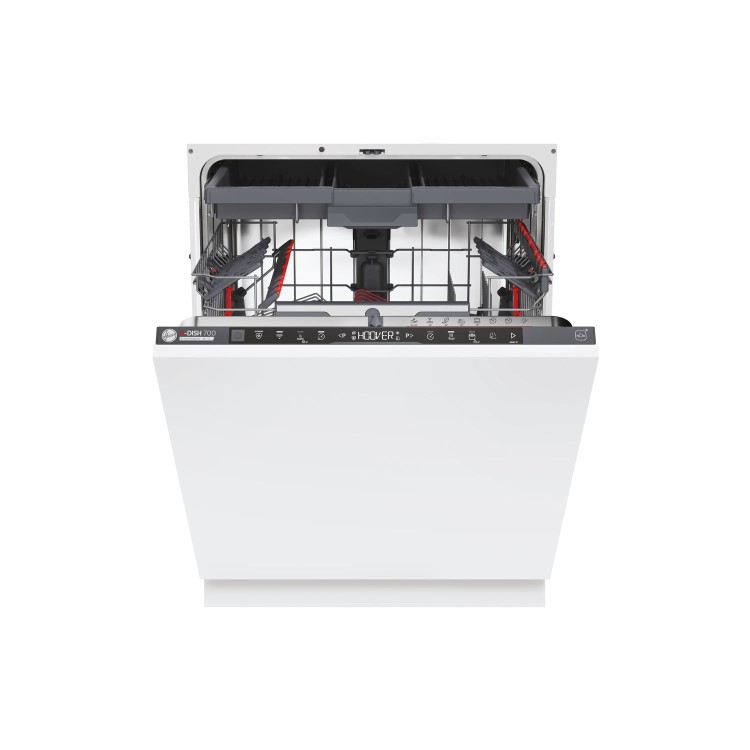 Hoover H-Dish 700 Integrated Dishwasher - Smart Wi-Fi, C-Rated, Black and Silver control panel