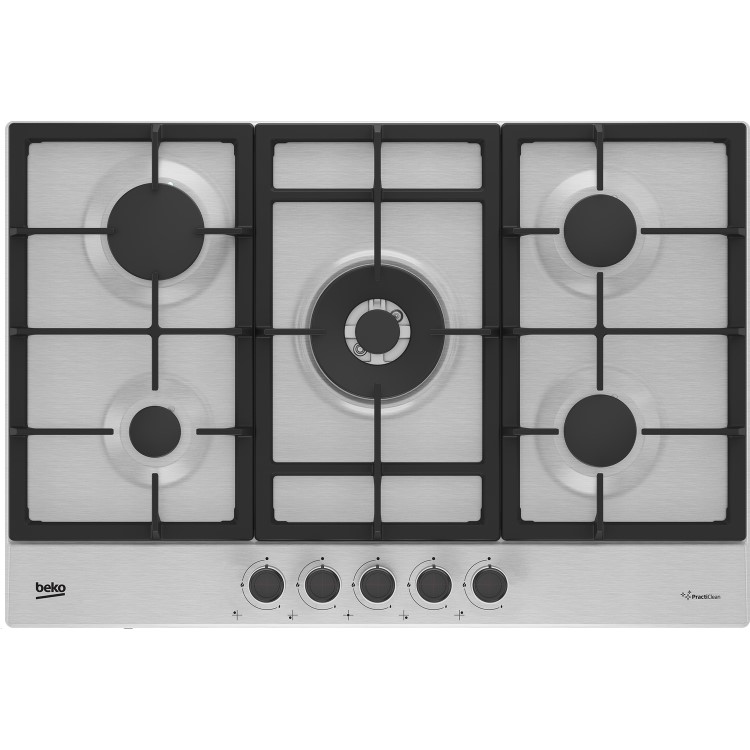 Beko 75cm 5 Burner Gas Hob - Stainless Steel