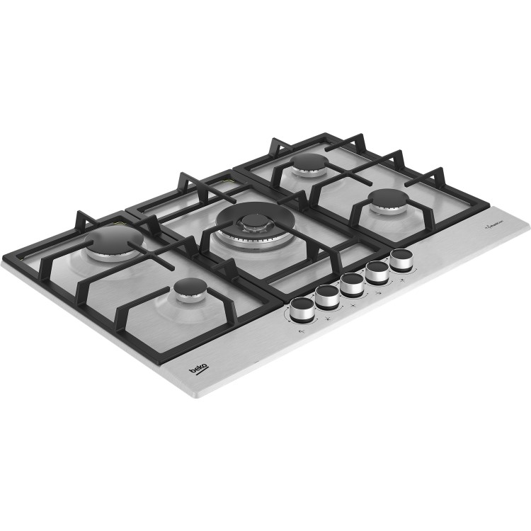 Beko 75cm 5 Burner Gas Hob - Stainless Steel