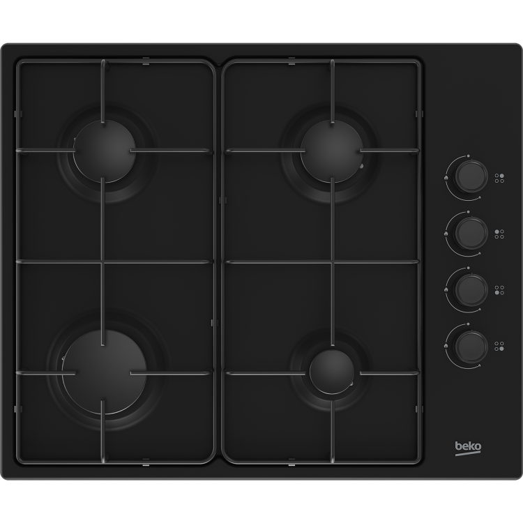 Refurbished Beko HIBG64120SB 60cm 4 Burner Gas Hob Black