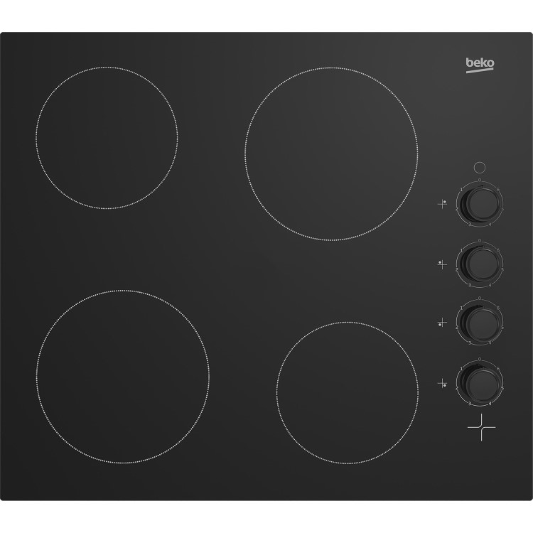 Refurbished Beko HIC64102 60cm 4 Zone Ceramic Electric Hob Black