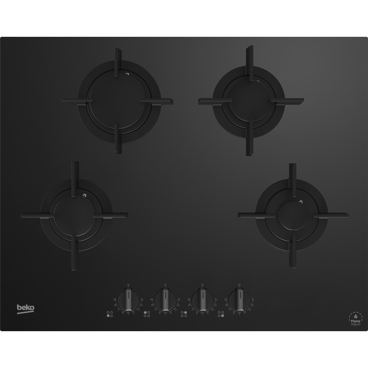 Beko 4 Burner Gas-on-Glass Hob - Black