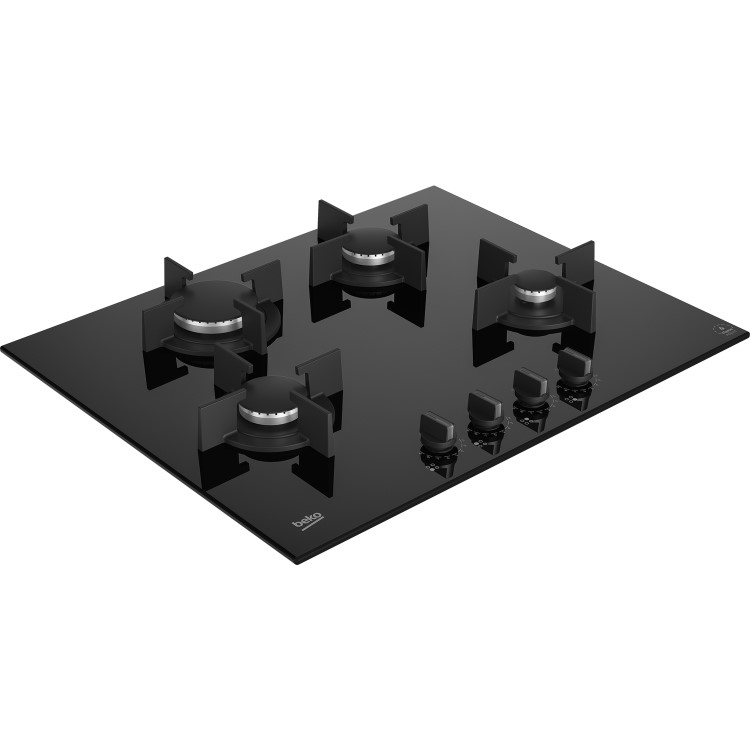 Beko 4 Burner Gas-on-Glass Hob - Black