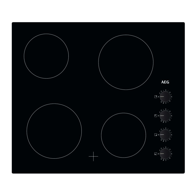 Refurbished AEG 3000 Series HK614000CB 59cm 4 Zone Ceramic Hob with Knob Controls Black