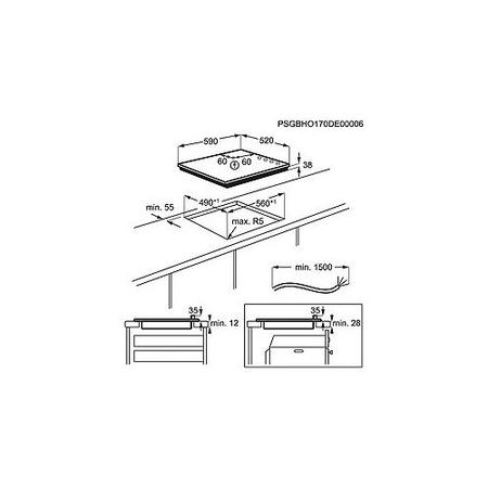 Refurbished AEG 3000 Series HK614000CB 59cm 4 Zone Ceramic Hob with Knob Controls Black