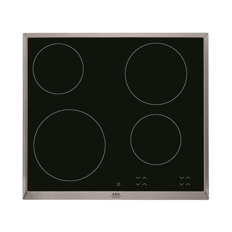 AEG HK624000XB 60cm Four Zone Ceramic Hob With Stainless Steel Frame