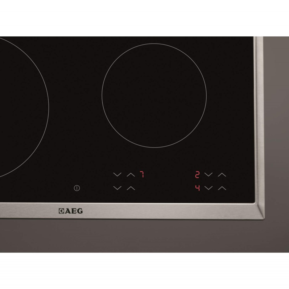 AEG HK624000XB 60cm Four Zone Ceramic Hob With Stainless Steel Frame