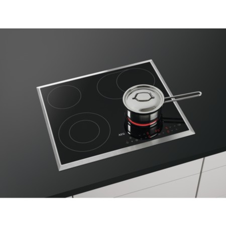 AEG 3000 Series 58cm 4 Zone Ceramic Hob with Stainless Steel Frame