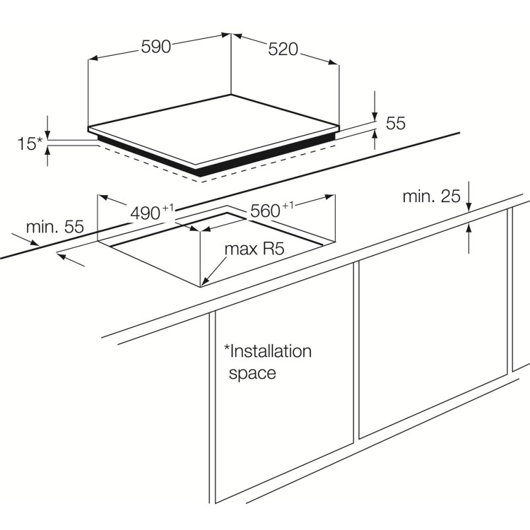 AEG HK654400FB MaxiSenseTouch Control 60cm Induction Hob with Bevelled Edges