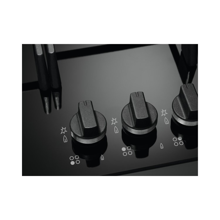 Refurbished AEG HKB64450NB 59cm 4 Burner Gas-on-Glass Hob Black