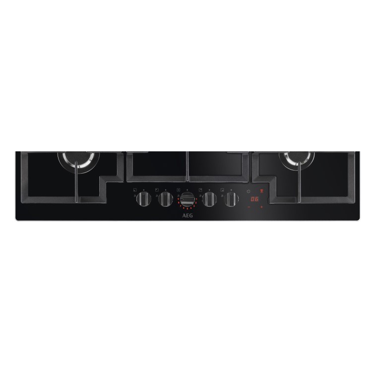 Refurbished AEG HKB95450NB 90cm 5 Burner Gas-on-Glass Hob Black