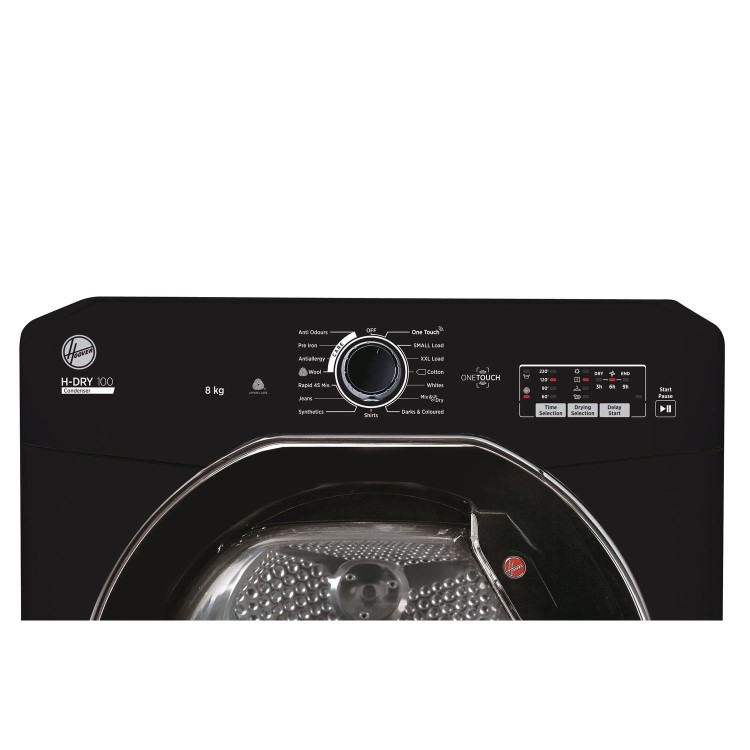 Refurbished Hoover H-DRY 100 HLEC8LGB-80 Freestanding Condenser 8KG Tumble Dryer Black