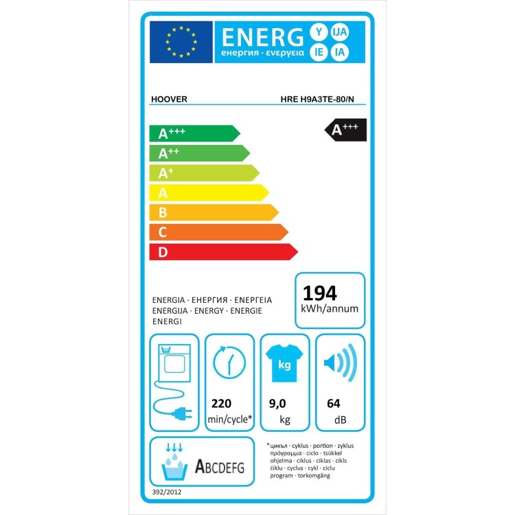 Hoover H-Dry 300 9kg Heat Pump Tumble Dryer - White