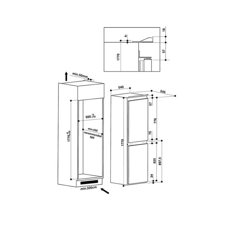 Refurbished Hotpoint HMCB50501UK Integrated 263 Litre 50/50 Fridge Freezer