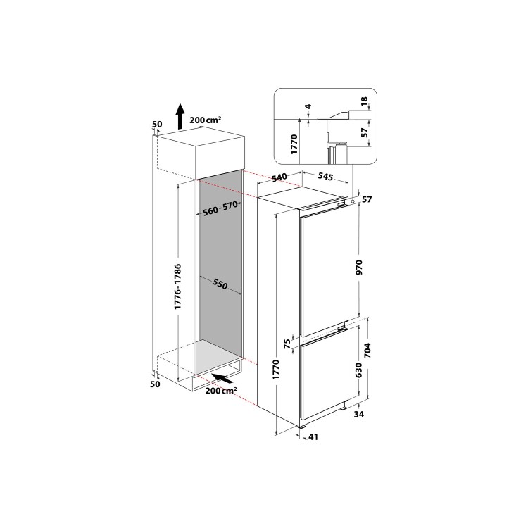 Hotpoint 255 Litre 70/30 Integrated Fridge Freezer