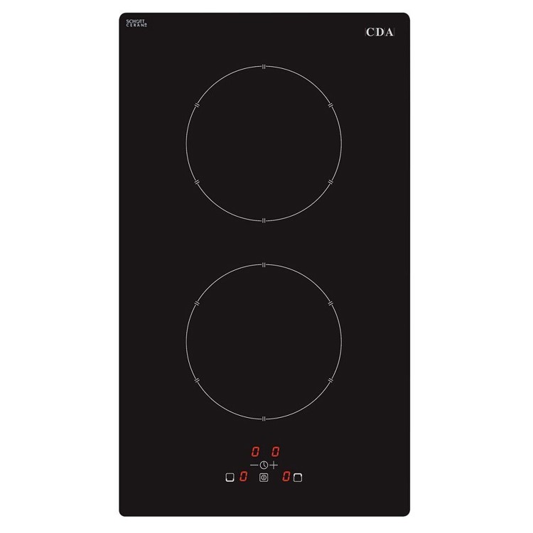 Refurbished CDA Domino HN3621FR Glass 30cm Induction Hob 2 Zone Front Control Stainless Steel