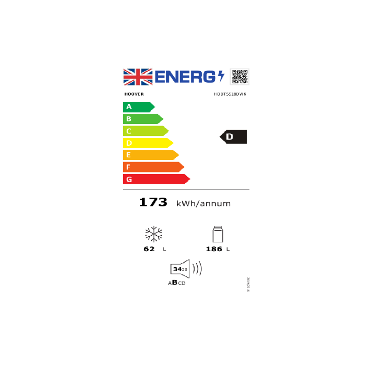 Hoover 248 Litre 70/30 Integrated Fridge Freezer