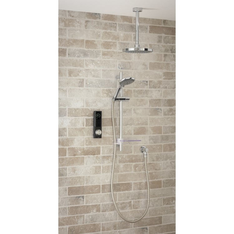 Triton HOME Digital Mixer Shower Pumped All-in-One with Round Fixed Head & Slider Rail Kit Low Pressure Gravity