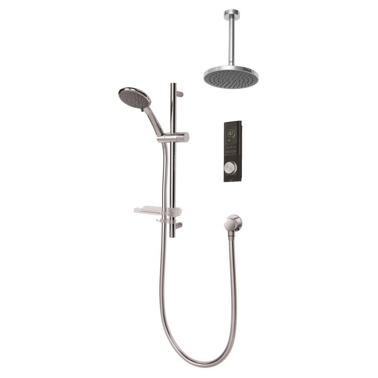 Triton HOME Digital Mixer Shower Pumped All-in-One with Round Fixed Head & Slider Rail Kit Low Pressure Gravity