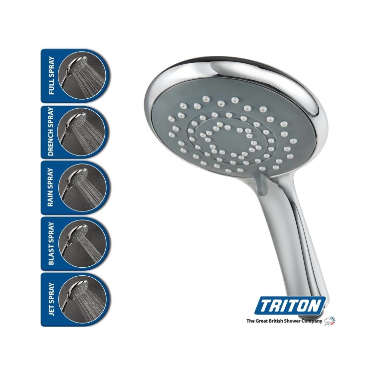 Triton HOME Digital Mixer Shower Pumped All-in-One with Round Fixed Head & Slider Rail Kit Low Pressure Gravity