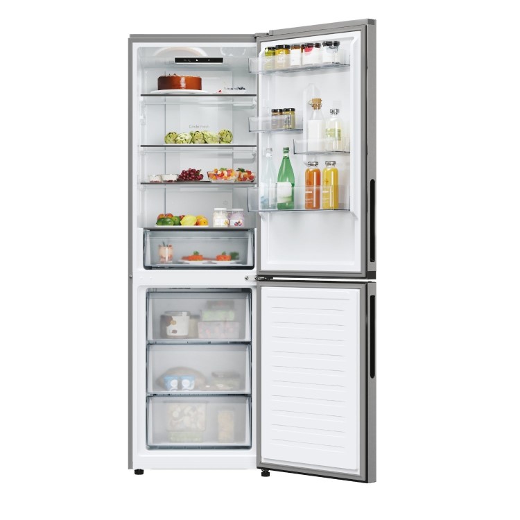 Hoover H-COMBI 300 355L 60/40 Freestanding Fridge Freezer - Silver Inox