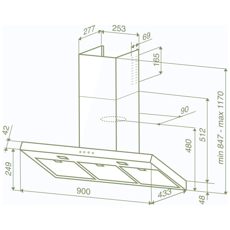 Best HOOD-BE-ET-90-SS 90cm Etna Angled Chimney Cooker Hood Stainless Steel