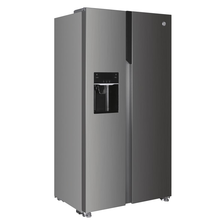 Refurbished Hoover HOSR5918EIXK-1 Freestanding 513 Litre Frost Free American Fridge Freezer Silver