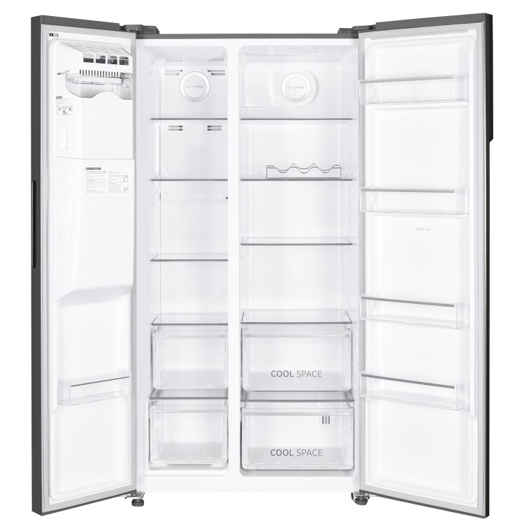 Refurbished Hoover HOSR5918EIXK-1 Freestanding 513 Litre Frost Free American Fridge Freezer Silver