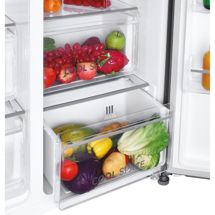 Hoover 513 Litre Side-by-side Fridge Freezer With Plumbed Ice & Water Dispenser - Inox Look