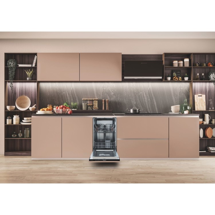 Hotpoint Integrated Slimline Dishwasher - Black, Eco Programme