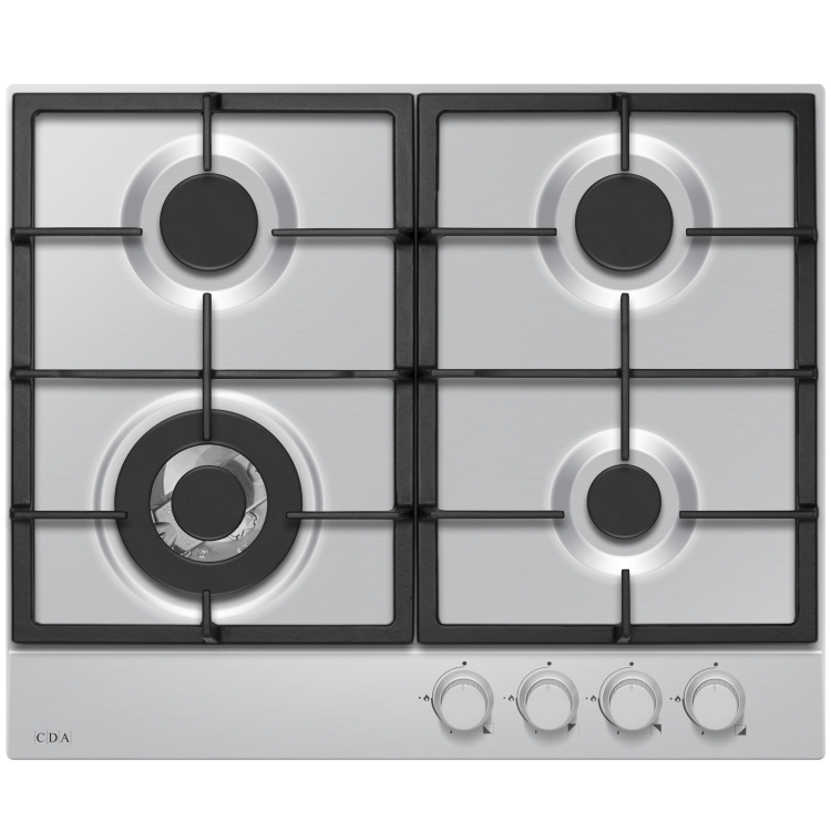 CDA 60cm 4 Burner Gas Hob - Stainless Steel