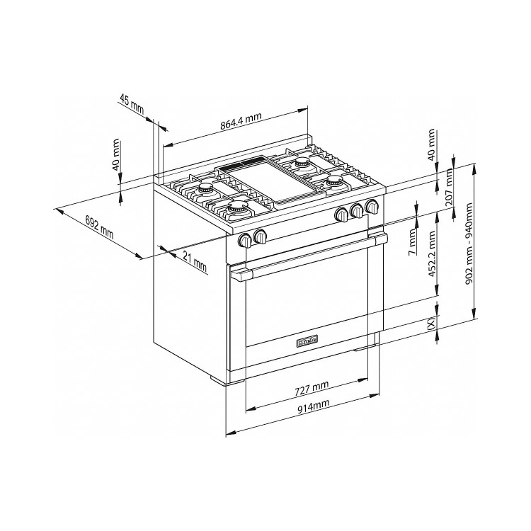 Miele HR1936G 92cm Wide Dual Fuel Range Cooker - Stainless Steel