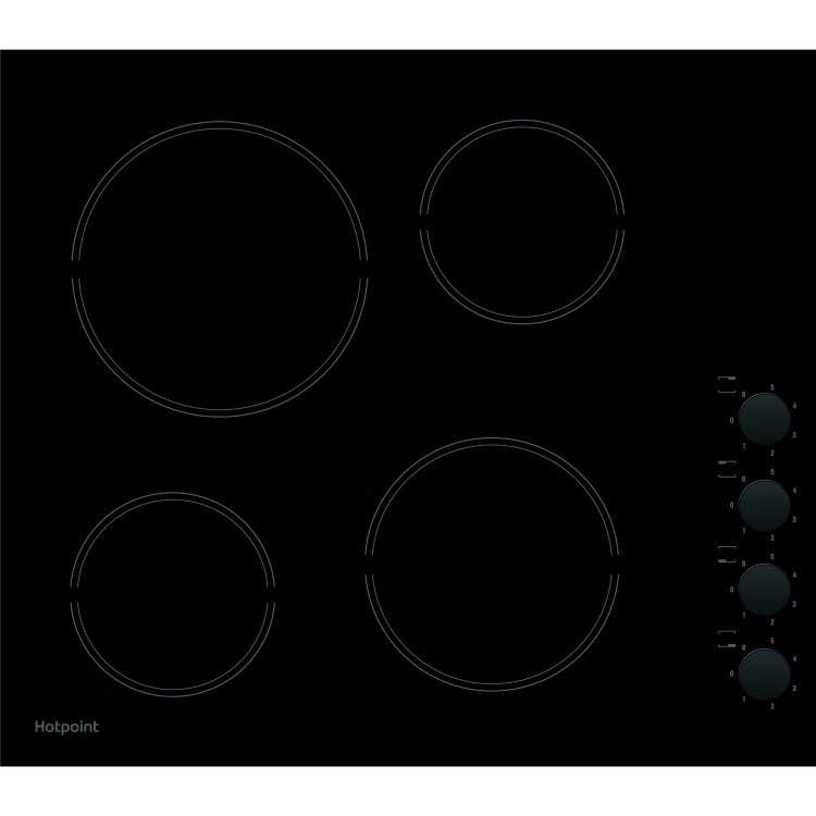 Refurbished Hotpoint HR619CH 58cm 4 Zone Ceramic Hob With Side Controls Black