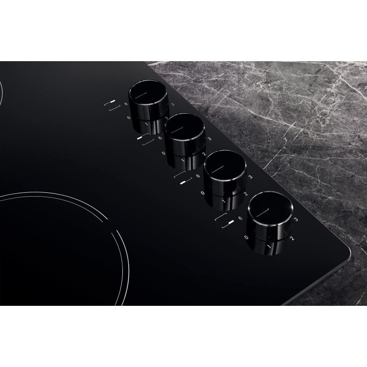 Refurbished Hotpoint HR619CH 58cm 4 Zone Ceramic Hob With Side Controls Black