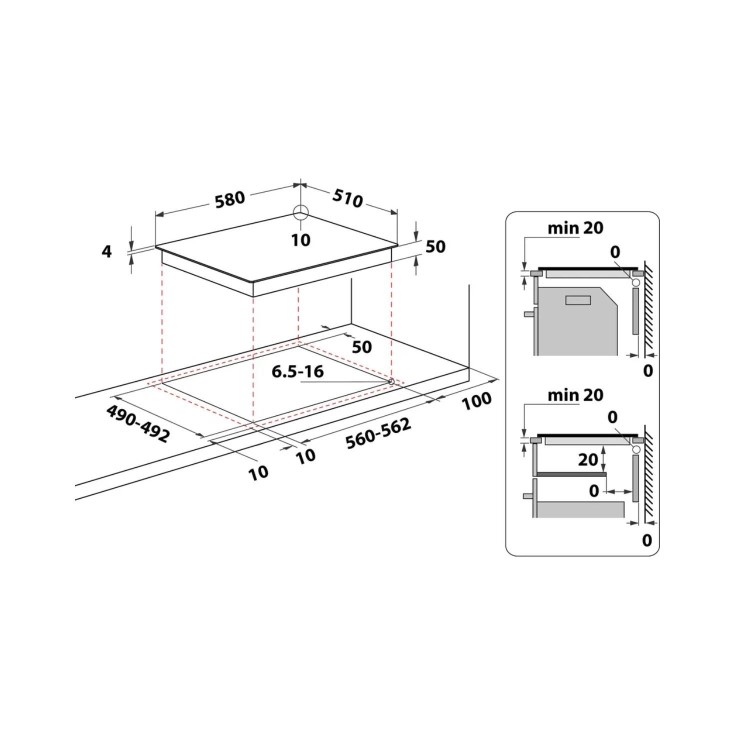 Hotpoint 58cm 4 Zone Knob Control Ceramic Hob