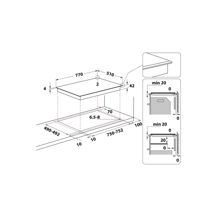 Hotpoint 77cm 4 Zone Ceramic Hob with Oval Dual Zone