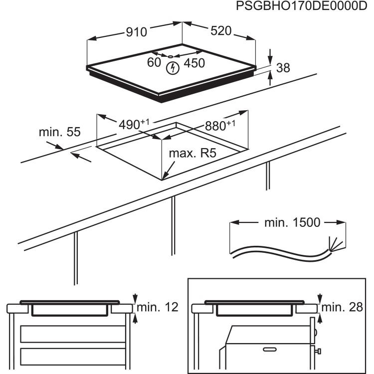 AEG 3000 Series 90cm 5 Zone Ceramic Hob