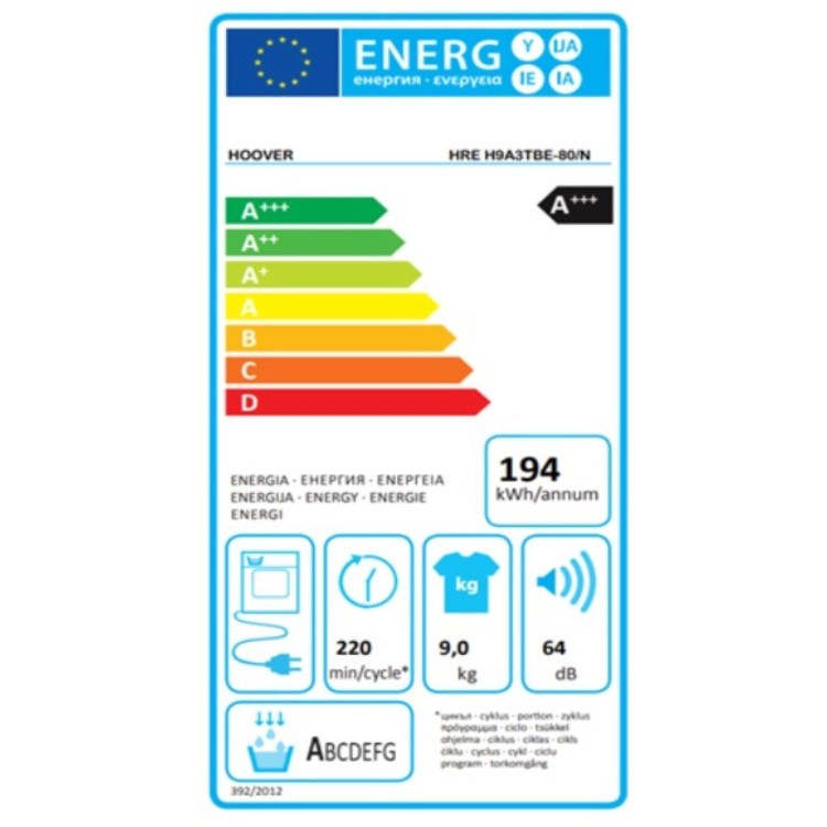 Hoover H-Dry 350 9kg Heat Pump Tumble Dryer - White