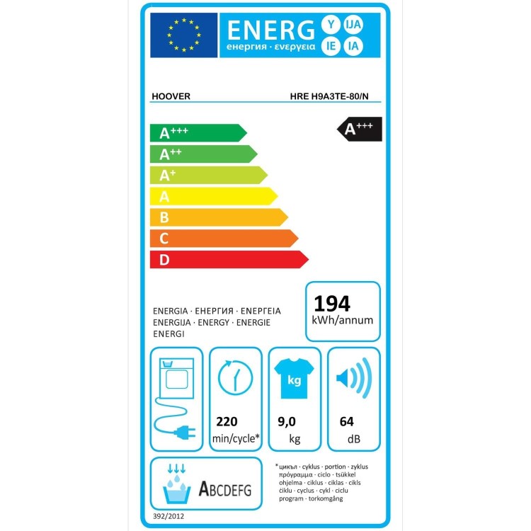 Hoover H-Dry 350 9kg Heat Pump Tumble Dryer - White