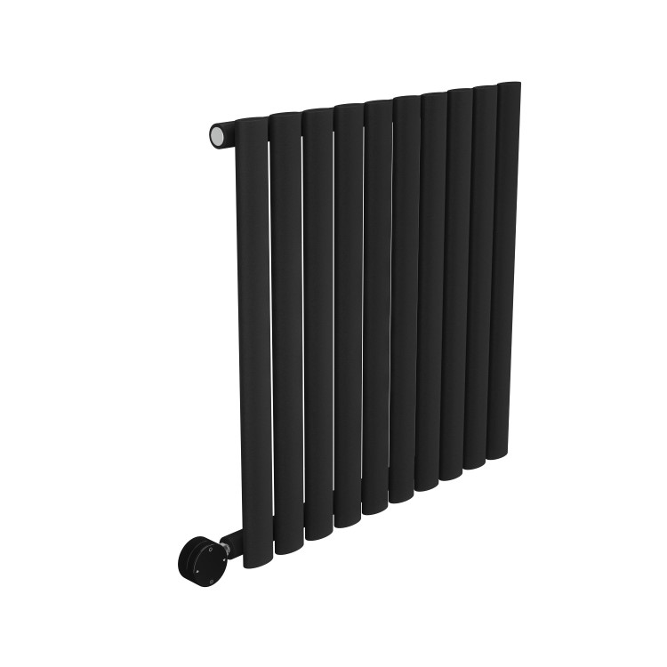 Midnight Black Electric Horizontal Designer Radiator 0.6kW with Wi-Fi Thermostat - H600xW590mm - IPX4 Bathroom Safe