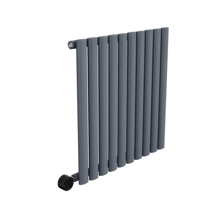 Anthracite Electric Horizontal Designer Radiator 0.6kW with Wi-Fi Thermostat - H600xW590mm - IPX4 Bathroom Safe