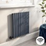 Anthracite Electric Horizontal Designer Radiator 0.6kW with Wi-Fi Thermostat - H600xW590mm - IPX4 Bathroom Safe