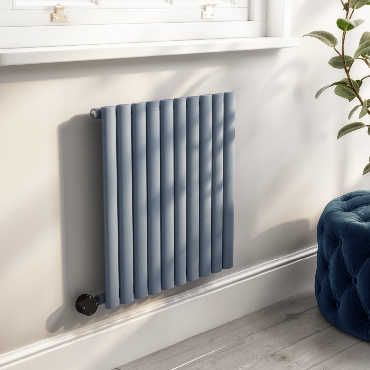 Light Grey Electric Horizontal Designer Radiator 0.6kW with Wi-Fi Thermostat - H600xW590mm - IPX4 Bathroom Safe