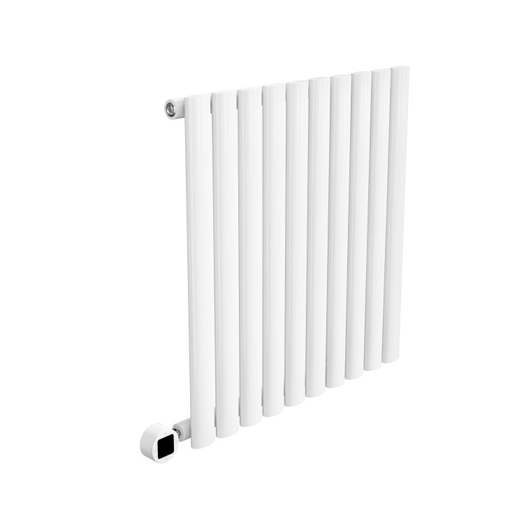 White Electric Horizontal Designer Radiator 0.6kW with Wi-Fi Thermostat - H600xW590mm - IPX4 Bathroom Safe